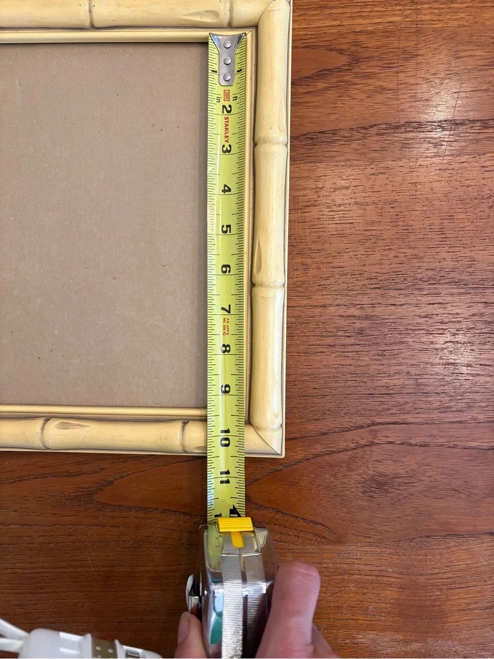 Vintage MCM Faux Bamboo yellow Picture Frame Original Glass 10x12